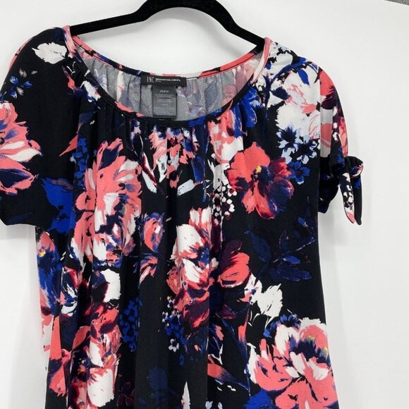 INC pink blue tied sleeve floral tshirt petite - Picture 5 of 11